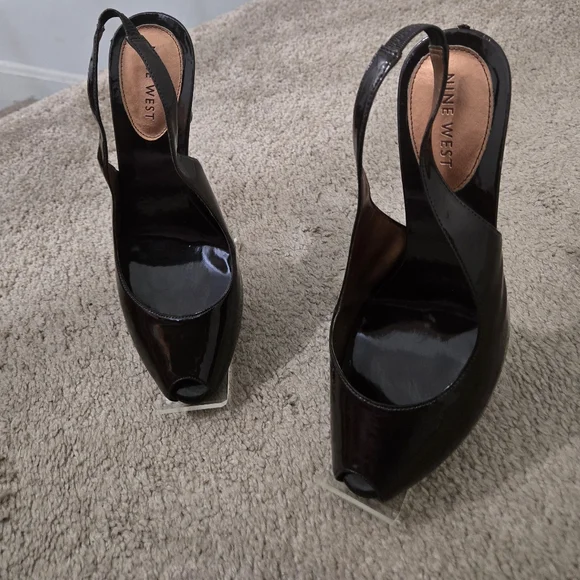 Nine West Dark Brown Women's Shoes Pre-owed Size 8. 4 Inch Heel. - Picture 4 of 8